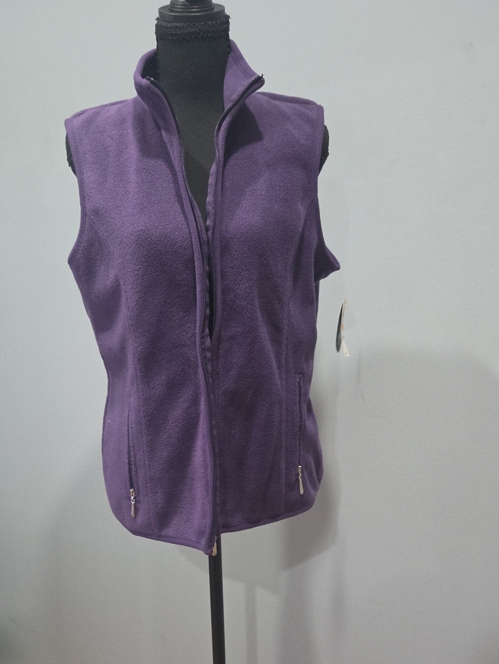 Karen Scott Purple Sleeveless Fleece Zip Vest